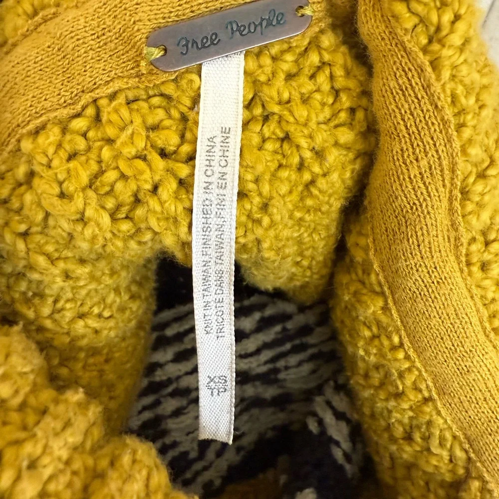 Free People Yellow and Black Patterned Turtleneck Sweater - Picture 5 of 6